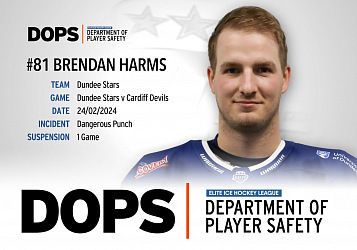 Harms suspended for one game | EIHL